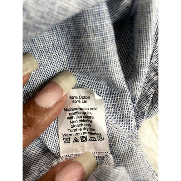 J. Crew Cotton/Linen Blend Button Down Shirt - Size L (EUC) - Picture 7 of 8